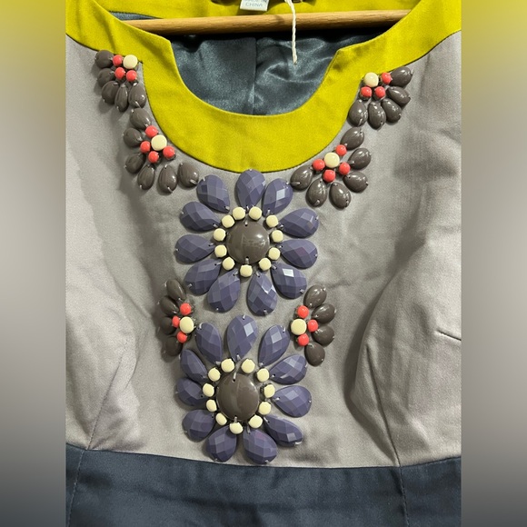 Boden Carmen Floral Beaded Dress Colorblock Grey Gold Lavender Special Occasion - Picture 5 of 5